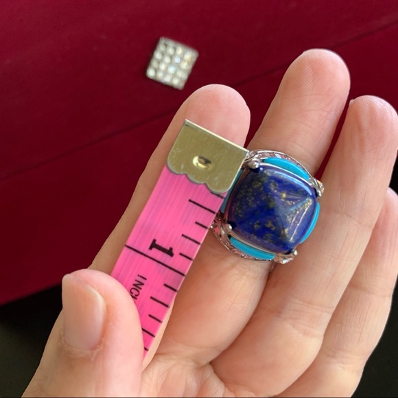 NWT Lapis Lazuli, Turquoise, Pink Zirconia, & White CZ Ring - Picture 14 of 15